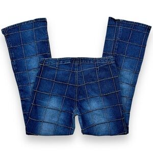 Y2K 90s Grid Patchwork Low Rise Jeans